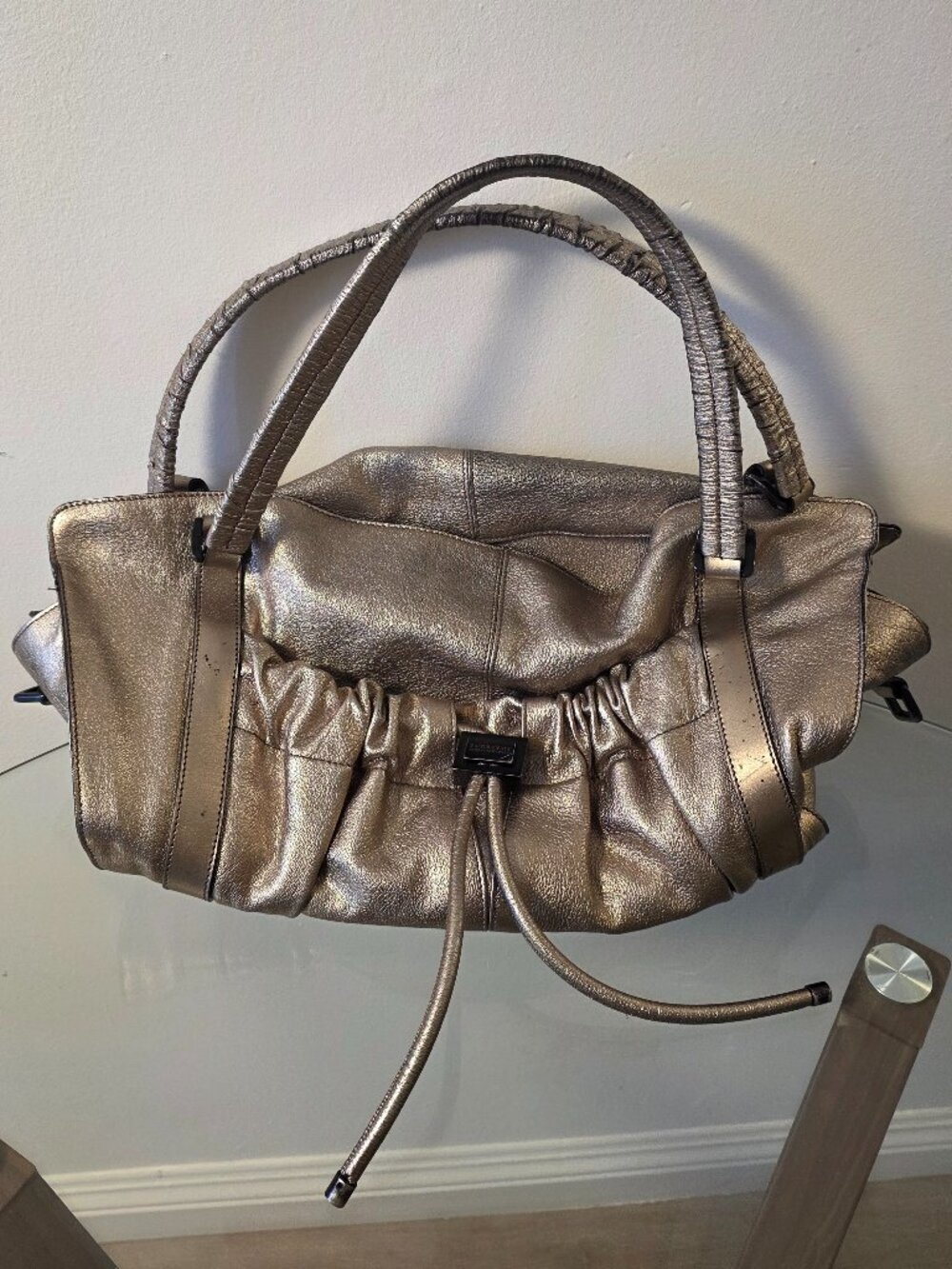 Burberry Metallic Silver Leather Tote